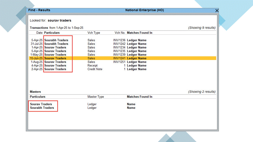 SmartFind Search Screen